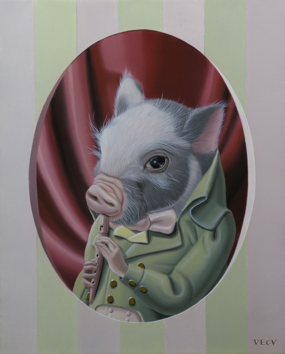  »Le petit cochon flûtiste » 22X27cm 3f