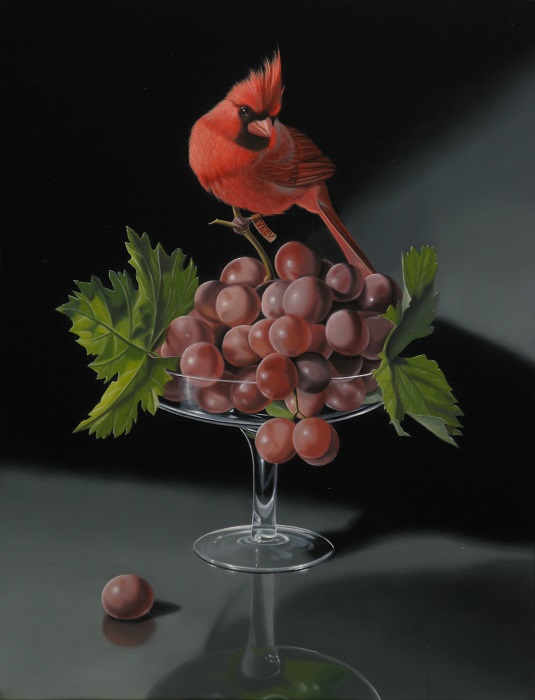 «Le cardinal à la coupe de raisin» 35x27CM 5F licensed by Artlicensing