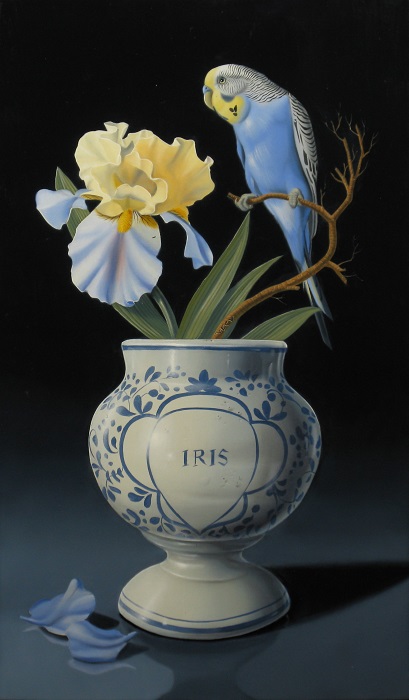« La perruche bleue à l’iris » 27×46 8m (sold) licensed by Artlicensing