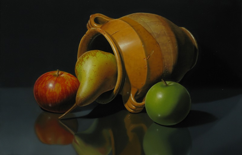« Pot , deux pommes , une poire » 41x27cm 6P (sold)