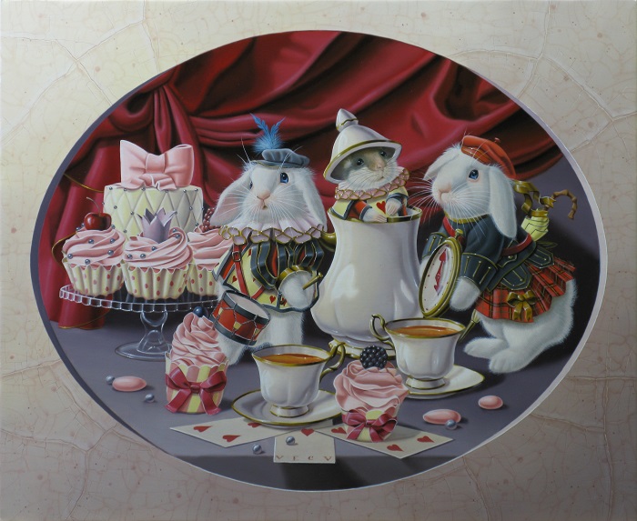 « Goûter aux pays des merveilles » 46x38cm 8F (sold) under license « international artlicensing, inc »