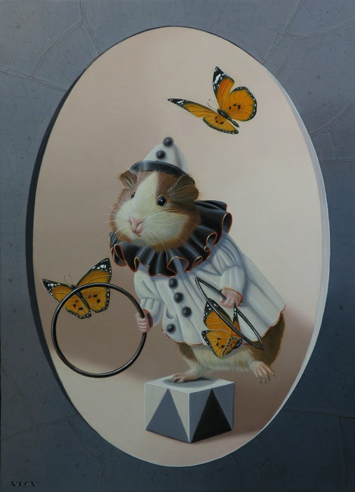 « Le cochon d’inde aux cerceaux » 33x24cm 4f (sold)