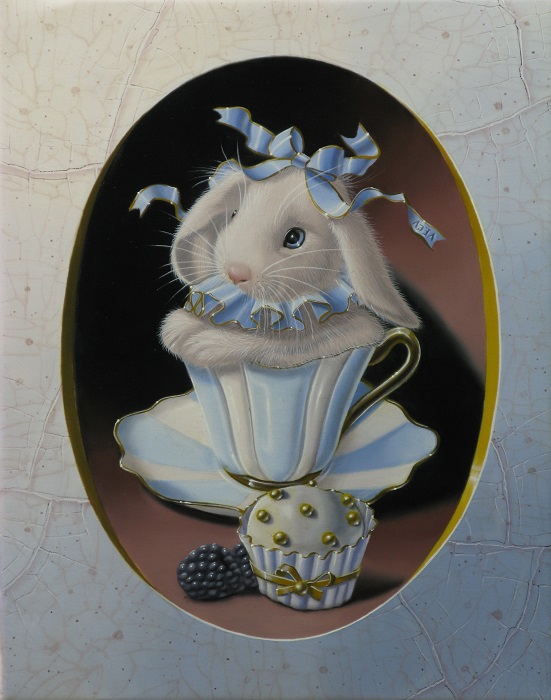 « Le lapin au ruban azur »24x19cm 2F (sold)