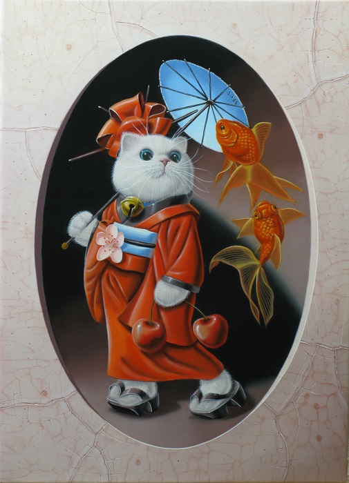  »Maneki neko N°2 » 33x24cm 4F (sold) licensed by Artlicensing