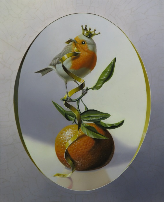 « Le rouge-gorge à la mandarine » 27x22cm 3f (sold)