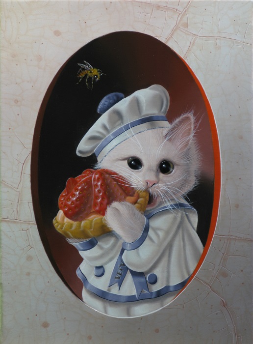 « Chaton à la tarte N°1 » 22×16 cm 1F (sold)