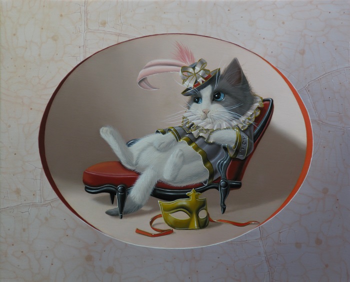 « La chatte à la méridienne N°2 » 22x27cm 3f (sold)