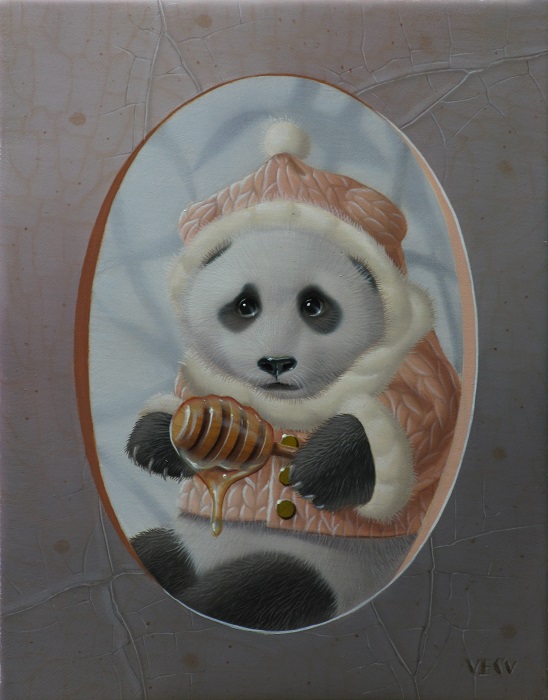 « Le panda à la cuillère au miel » 18x14cm 0f