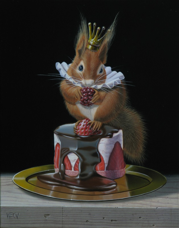  »L’écureuil au fraisier au chocolat fondu » 19x24cm 2f (sold)