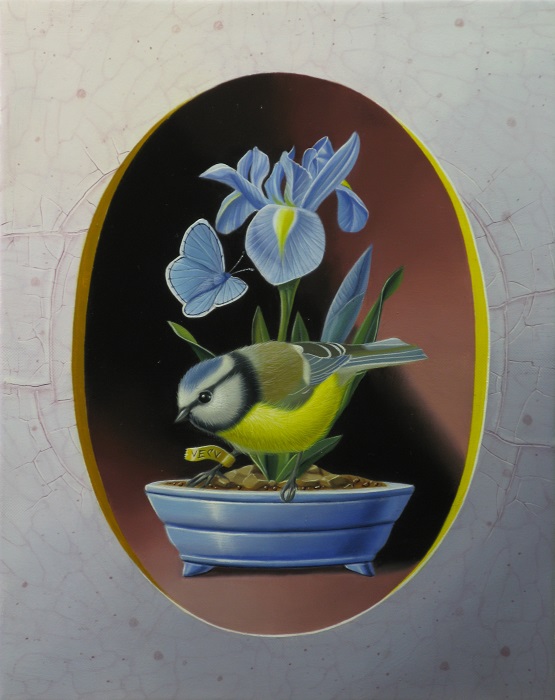 « La mésange bleue à l’iris » 24x19cm 2f (sold)