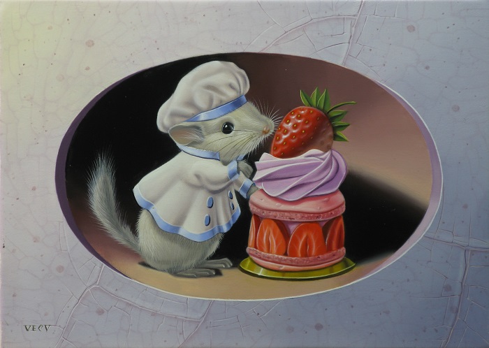 « Le chinchilla au fraisier » 22×16 cm 1F (sold)
