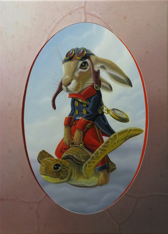 « Le lièvre et la tortue luth  » 33x24cm 4F (sold)