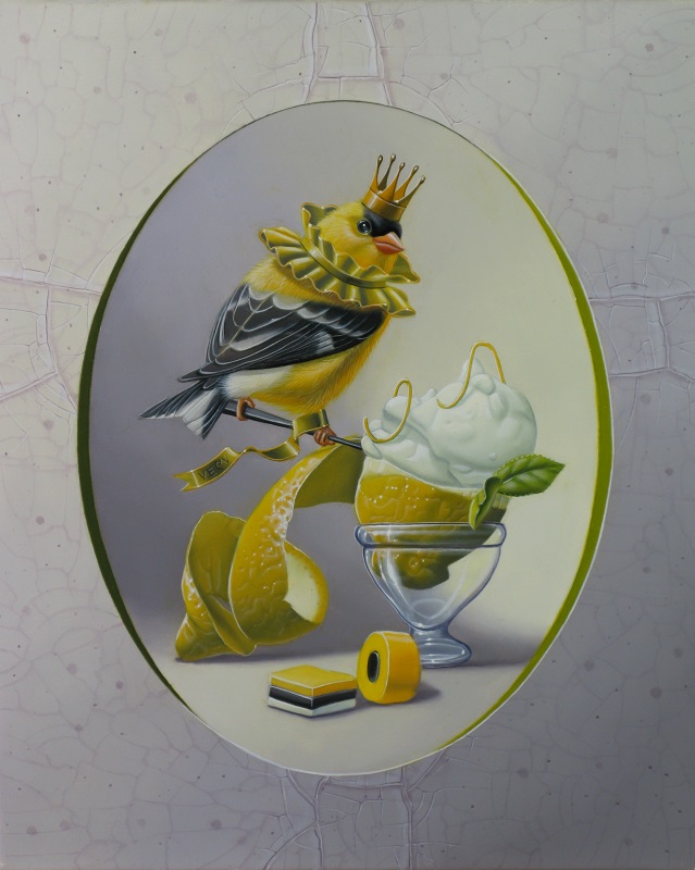 « Le chardonneret jaune à la glace au citron » 27x22cm 3f (sold)