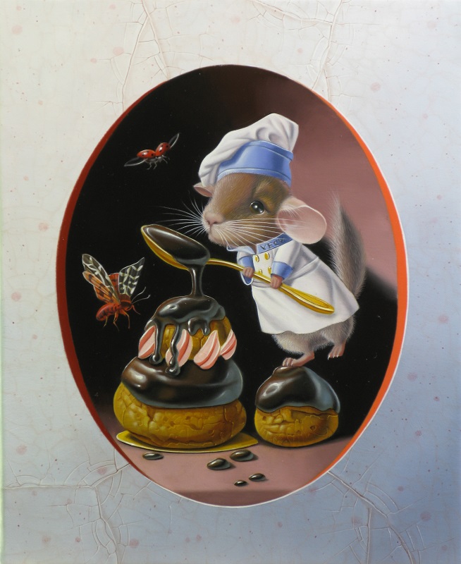 « Le chinchilla maître-pâtissier » 27 x 22 cm 3f