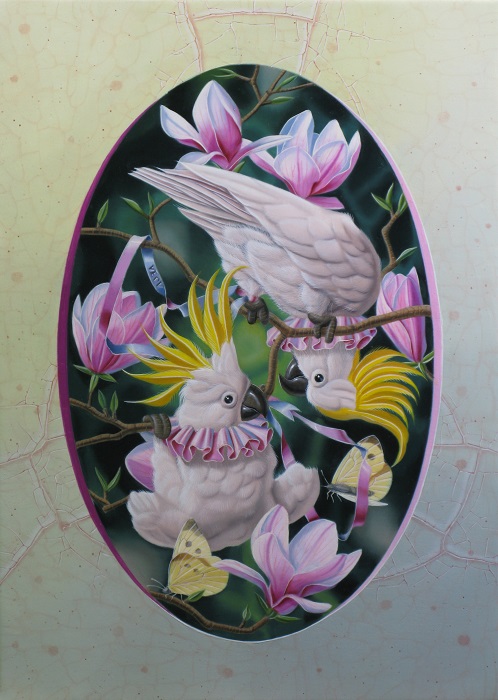 « Cacatoès au magnolia » 33 x 24 cm 4f
