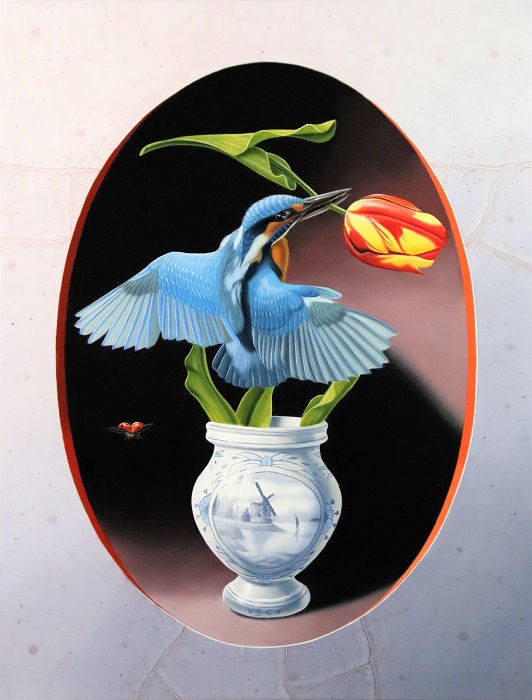 « Le martin-pêcheur à la tulipe » 35x27cm 5f  (available at the ArtBoutique gallery -the Netherlands)