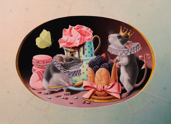 « Les deux souris à la charlotte » 33x24cm4f (sold)