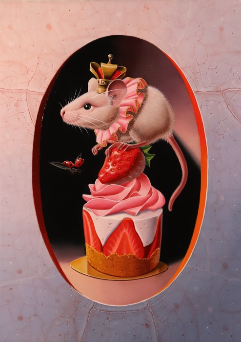 « La souris au fraisier » 22x16cm 1f (sold)