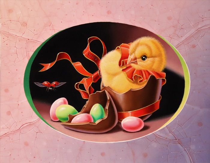« Le poussin aux œufs » 14x18cm 0f (sold)