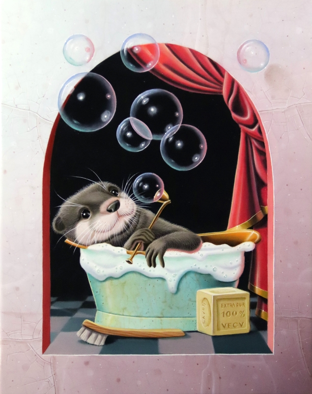 « La loutre au bain moussant » 24x19cm  2f (sold)