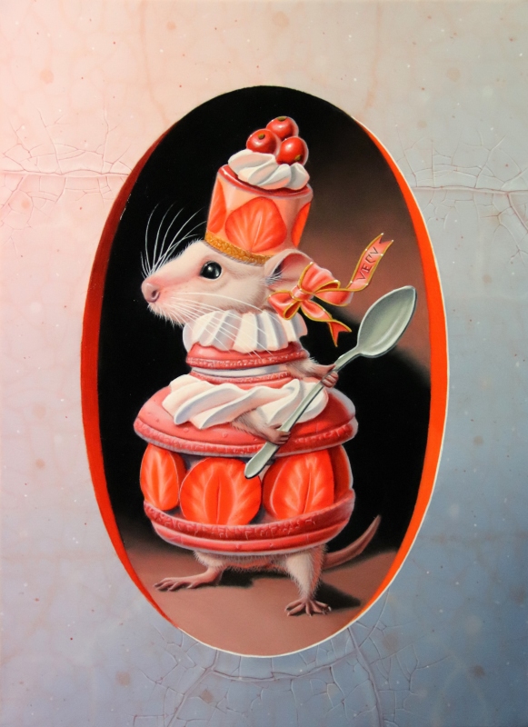 « Souris-fraisier » 22x16cm 1f