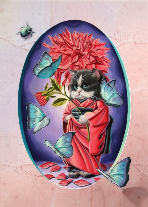 « Geisha au dahlia » 24x33cm 4f