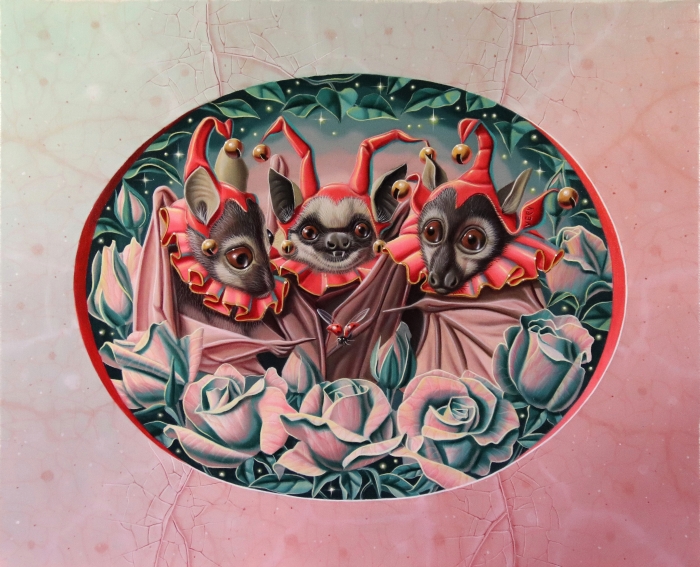 « Conciliabule aux roses » 27x22cm 3f
